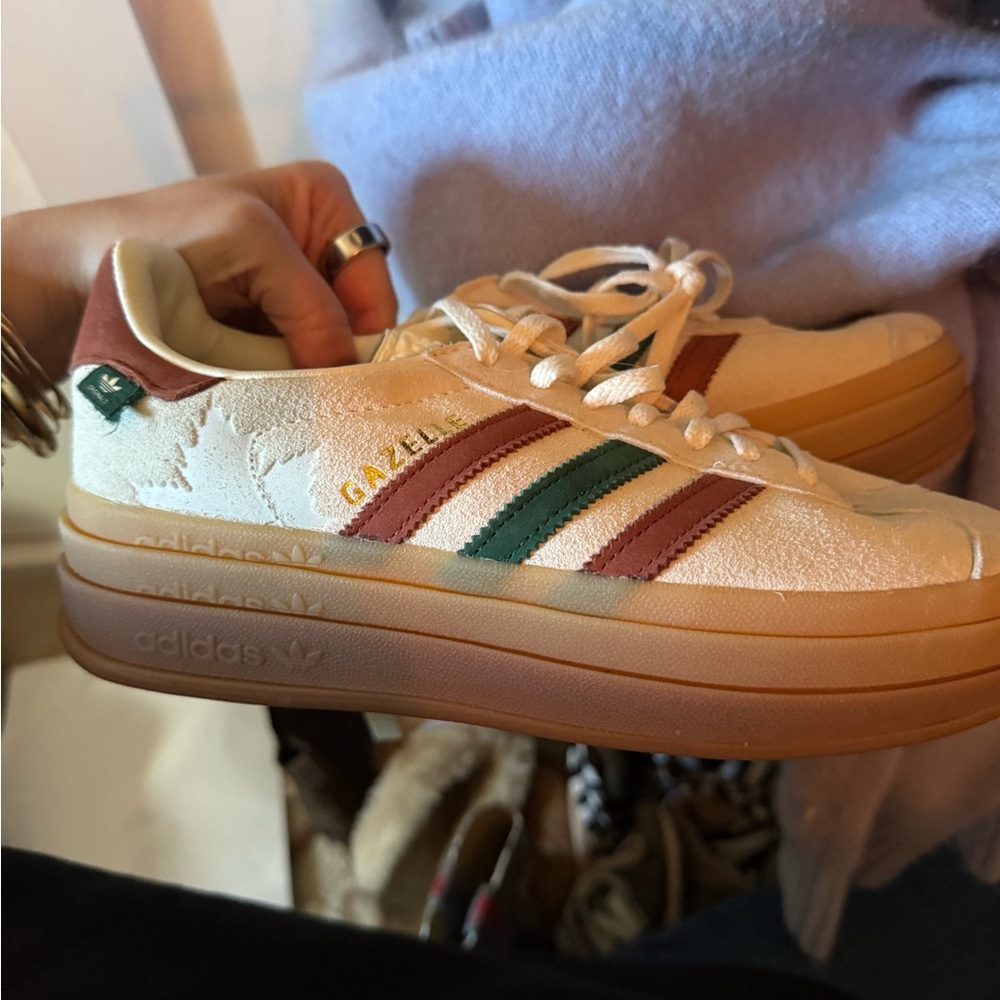 Adidas Women's Gazelle Platform Sneakers - Cream, Green, Brown